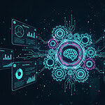 Yapay zeka teknolojileri ve veri analizi görseli.