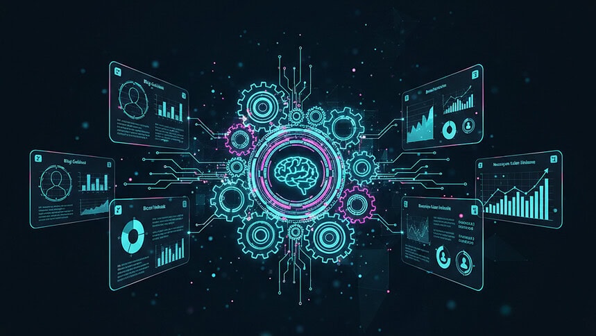 Yapay zeka teknolojileri ve veri analizi görseli.