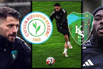 Kocaelispor'un Rize deplasmanı öncesi antrenman görüntüsü, oyuncular ve takım logosu.