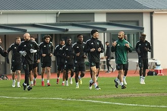 Kocaelispor futbol takımı Gaziantep FK maçına hazırlık yaparken antrenman sırasında.
