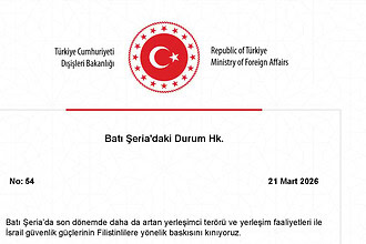 Dışişleri Bakanlığı, İsrail’e yerleşimci terörüne derhal son verilmesi çağrısı yaptı.