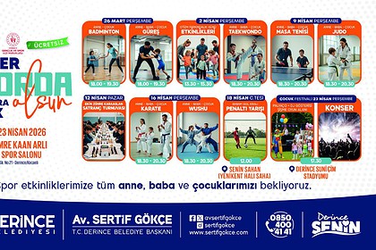Derince’de aileler ve çocuklar için spor şöleni etkinliği başlıyor.
