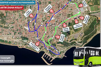 Darıca'da 4 otobüs hattı güzergahı 30 Mart'ta değişiyor, yeni ve mevcut hatlar haritası.
