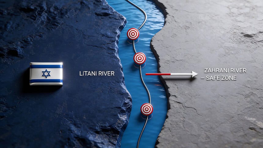 Litani Nehri ve Zahrani Nehri'nin güvenlik bölgesi.