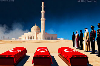 Şehitlerimizin cenazeleri Katar-Türk Birleşik Müşterek Kuvvet Komutanlığı’nda uğurlanıyor.