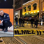 Polis memuru saldırı sonrası olay yerinde inceleme yaparken.