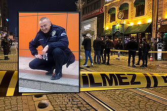 Polis memuru saldırı sonrası olay yerinde inceleme yaparken.