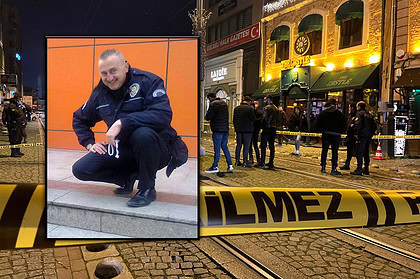 Polis memuru saldırı sonrası olay yerinde inceleme yaparken.