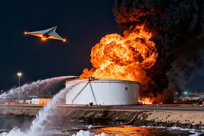 Kuveyt'te havalimanı yakıt deposunda İHA saldırısı sonucu büyük yangın çıktı.