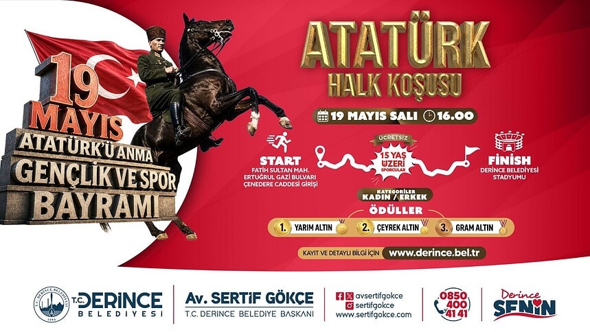 Derince'de 19 Mayıs Atatürk Halk Koşusu Heyecanı! Kayıtlar Başladı, Ödül Yarım Altın