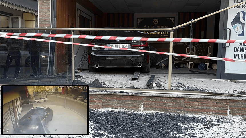 İzmit'te Kontrolden Çıkan Otomobil, Danışmanlık Merkezine Daldı