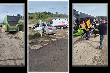 İzmit-Kandıra Yolunda Korkutan Kaza: Belediye Otobüsü ile Otomobil Çarpıştı, 3 Yaralı!