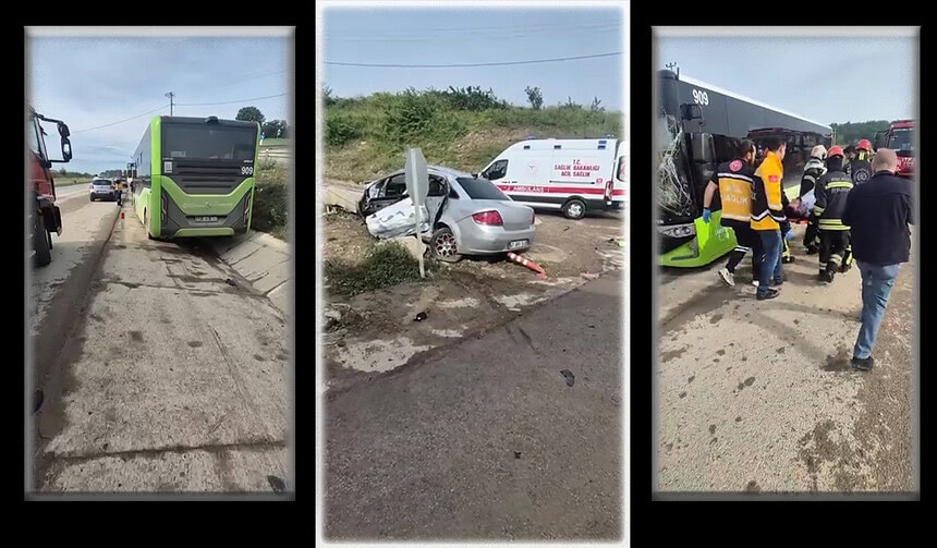 İzmit-Kandıra Yolunda Korkutan Kaza: Belediye Otobüsü ile Otomobil Çarpıştı, 3 Yaralı!