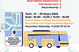 Darıca'da Bugünden İtibaren Mezarlık ve Kurban Pazarına Ücretsiz Seferler Başladı!