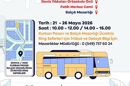 Darıca'da Bugünden İtibaren Mezarlık ve Kurban Pazarına Ücretsiz Seferler Başladı!
