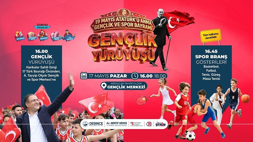 Derince’de 19 Mayıs Gençlik Şöleni: Aydoğan Topal Konseri ve Altın Ödüllü Halk Koşusu!