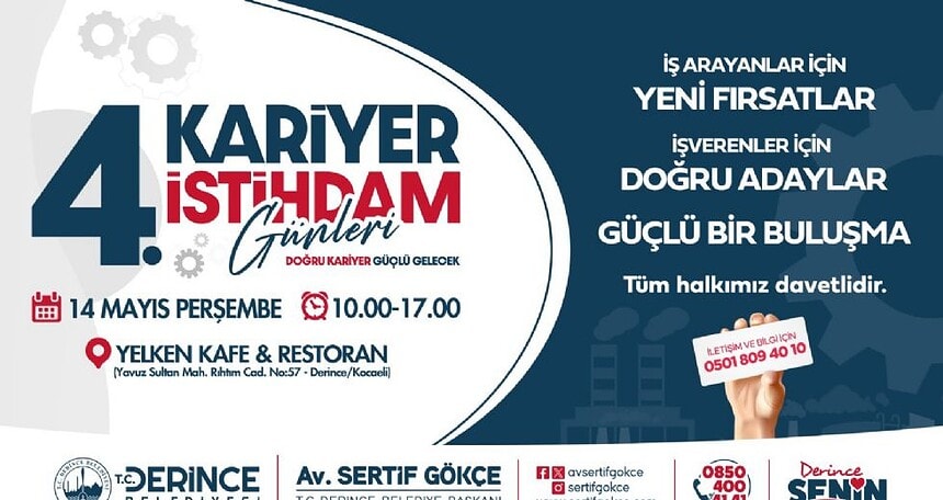 İş Arayanlar ve İşverenler Derince’de Buluşuyor: 4. İstihdam Günleri İçin Geri Sayım