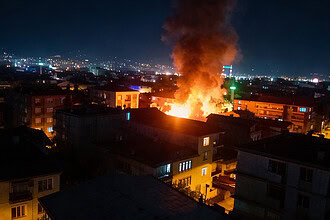 Alevler Geceyi Aydınlattı, Mahalle Sokağa Döküldü! İzmit'te Yürekleri Ağza Getiren Yangın!