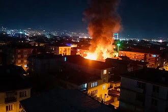 Alevler Geceyi Aydınlattı, Mahalle Sokağa Döküldü! İzmit'te Yürekleri Ağza Getiren Yangın!