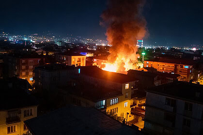 Alevler Geceyi Aydınlattı, Mahalle Sokağa Döküldü! İzmit'te Yürekleri Ağza Getiren Yangın!