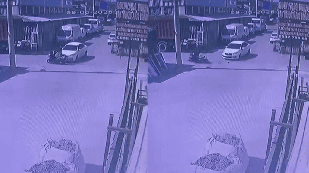 Otomobille Motosikletin Çarpıştığı Kaza Anı Kameraya Yansıdı: 1 Yaralı
