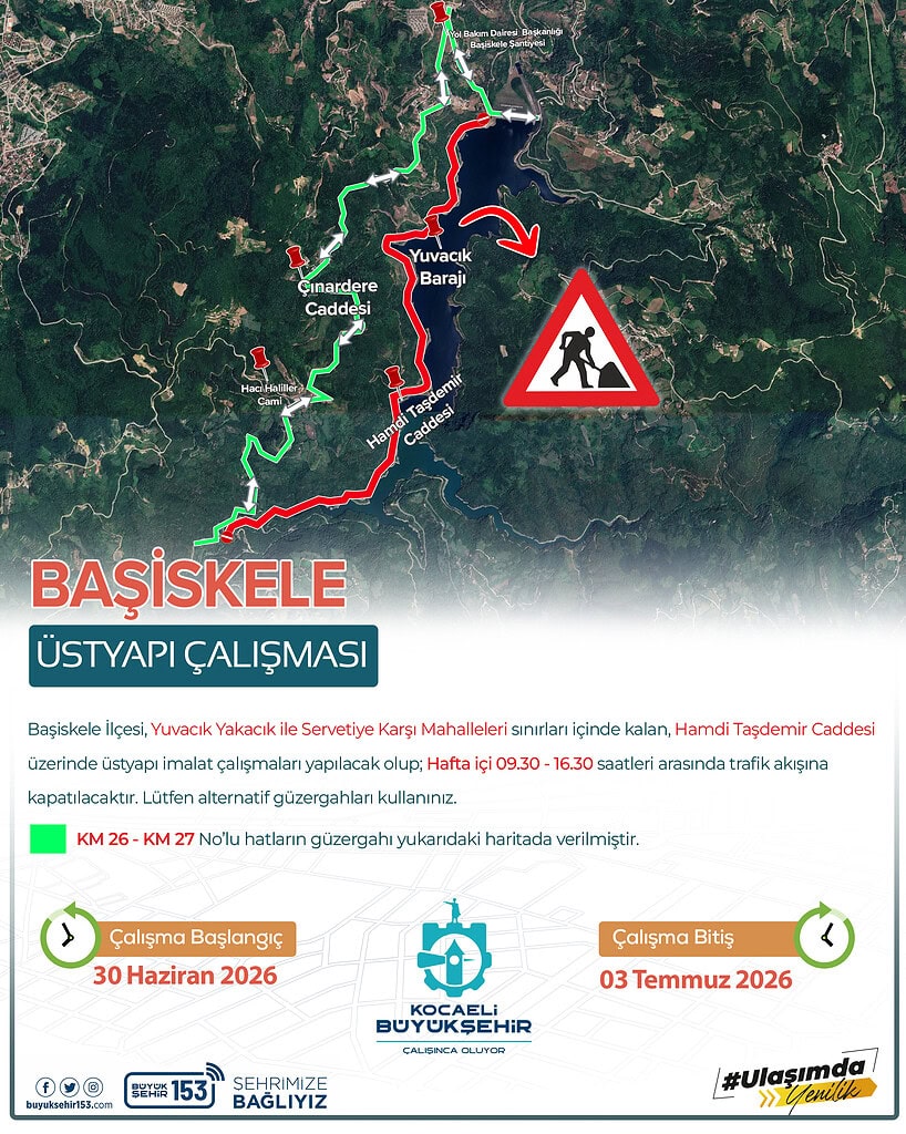 Başiskele'de Hamdi Taşdemir Caddesi'nde Üstyapı Çalışması: Hafta İçi 4 Gün Trafik Kapalı!