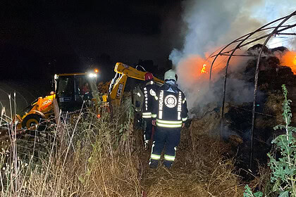 Kocaeli İzmit'te Serada Korkutan Yangın: 800 Saman Balyası Küle Döndü, Hayvanlar Son Anda Kurtarıldı!