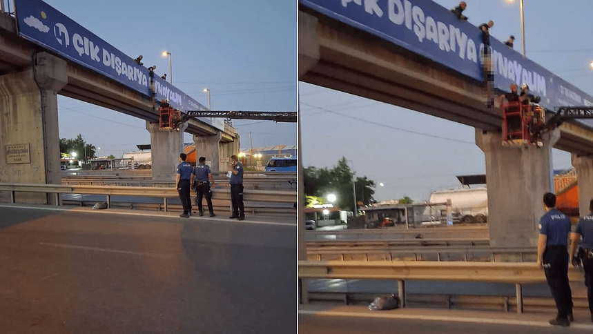 Gebze'de Yarı Çıplak Şahıs Üst Geçitte Asılı Bulundu