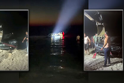 Kocaeli Kandıra Cebeci Sahili'nde Otomobil Denize Uçtu!