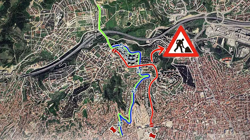 Gazanfer Bilge Bulvarı 1 Hafta Trafiğe Kapalı: 4 Hat Değişti