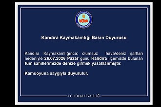 Kandıra Kaymakamlığı Duyurdu: 26 Temmuz Pazar Günü Tüm Kandıra Sahillerinde Denize Girmek Yasak!
