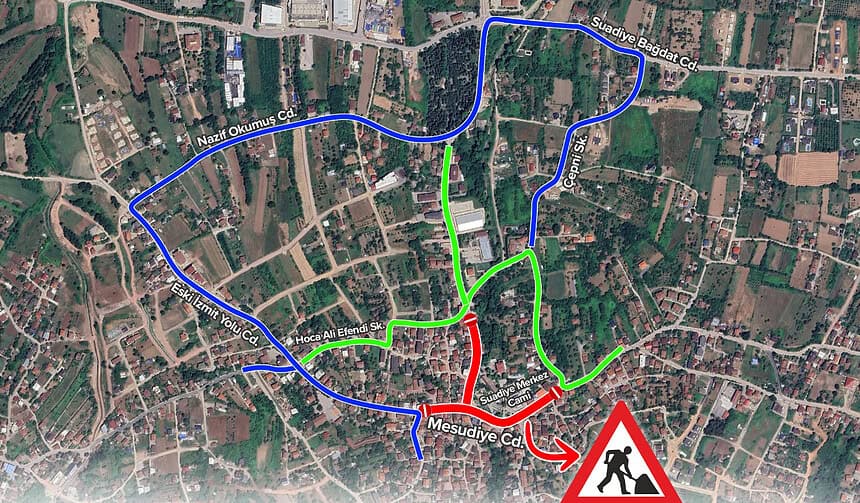 Kartepe'de Mesudiye Caddesi Trafiğe Kapatılıyor: 1-9 Ağustos Üstyapı Çalışması!