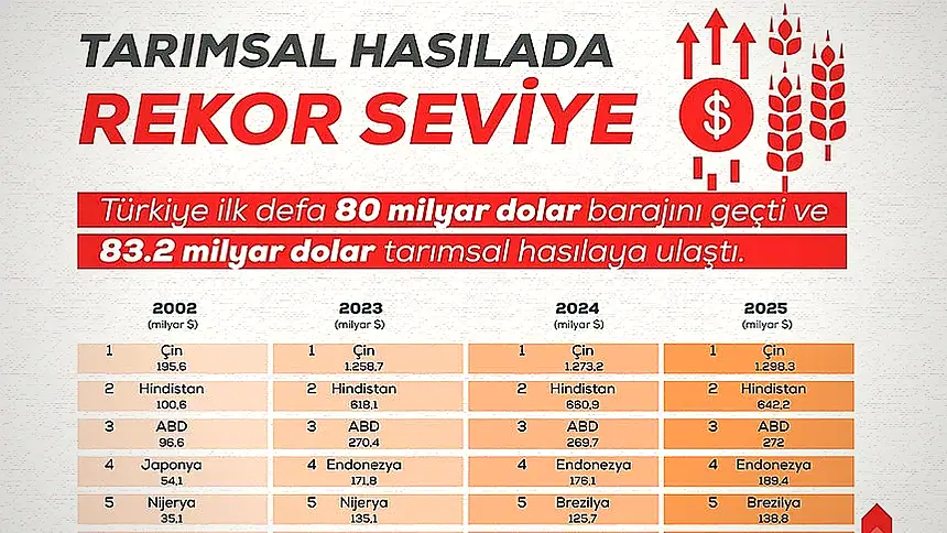Türkiye Tarımsal Hasılada Rekor Kırdı: 83,2 Milyar Dolar