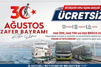 30 Ağustos Zafer Bayramı’nda Kocaeli’de Ulaşım Ücretsiz: Tramvay, Otobüs Ve Deniz Ulaşımı Detayları!