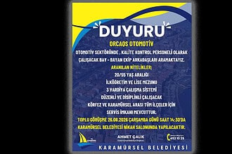 Karamürsel Belediyesi Orcaqs Otomotiv İçin Kalite Kontrol Personeli Arıyor: Toplu Görüşme 26 Ağustos'ta