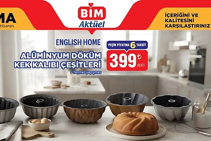 BİM 25 Eylül 2026 Kataloğu: English Home Döküm Kek Kalıbı, Çocuk Valizi, 2'li Borcam Seti, Ören Bayan Tığ Seti
