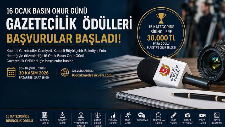 16 Ocak Basın Onur Günü Gazetecilik Ödülleri Başvuruları Başladı: Birinciye 30 Bin TL Ödül!