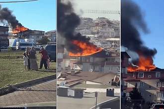 Kocaeli'de Çatı Alevlere Teslim Oldu