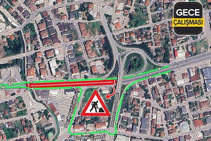 Başiskele D130 Karayolu'nda Yaya Üst Geçidi Çalışması İçin Gece Düzenlemesi