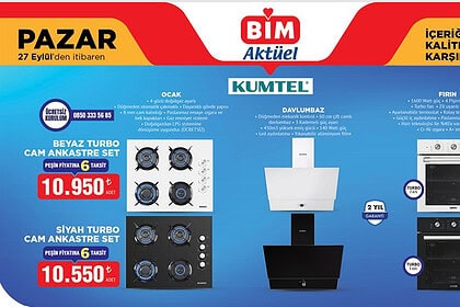 BİM 27 Eylül 2026 Kataloğu: Kumtel Ankastre Set, Kablosuz Süpürge, Android TV, Fakir El Mikseri DEV FIRSAT!