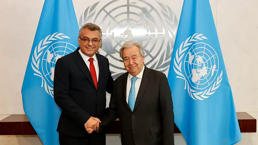 Erhürman, BM'de Guterres ile Kıbrıs İçin Bir Araya Geldi