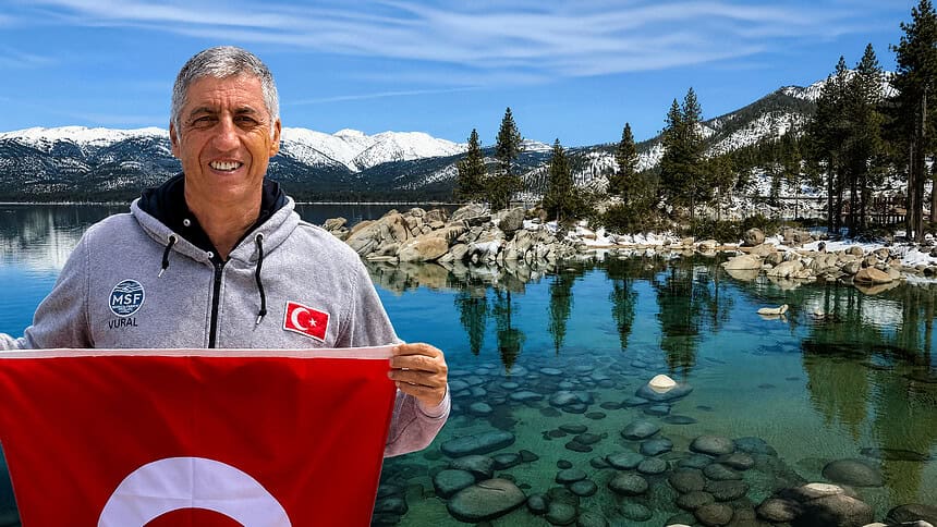 Kilo Vermek İçin Yüzmeye Başladı, Tahoe Gölü'nü Geçen İlk Türk Oldu