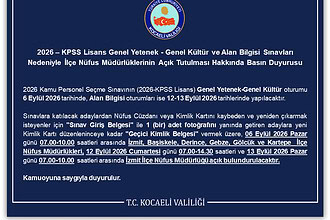Kocaeli Valiliği Duyurdu: İzmit, Gebze, Kartepe Ve Diğer İlçelerde Nüfus Müdürlükleri KPSS İçin Mesai Yapacak!