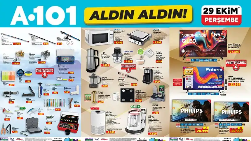 A101 29 Ekim 2026 Kataloğu: Türk Kahvesi Makinesi, Dev Ekran TV, Koltuk ve Halı Yıkama Makinesi