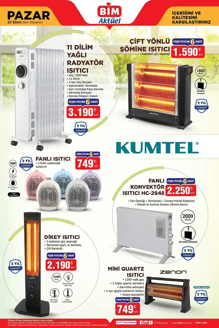 BİM 25 Ekim 2026 Kataloğu: Kumtel Isıtıcı, Tefal Ürünleri ve Olta Takımı Geliyor!