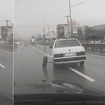 Gebze'de Aks Demiri Kırılan Otomobilin Tekerleği Yerinden Çıktı