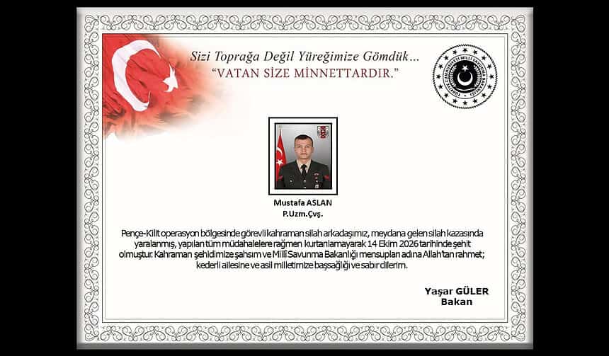Acı Haber Milli Savunma Bakanlığı'ndan Geldi: Silah Kazası Sonucu Şehit Düştü!
