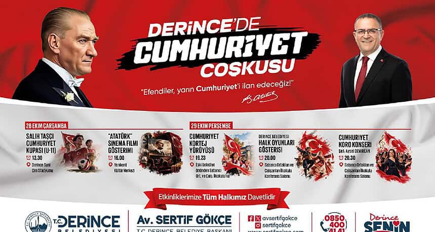 Derince’de 29 Ekim Cumhuriyet Bayramı Etkinlik Programı Ve Konser Takvimi Belli Oldu!