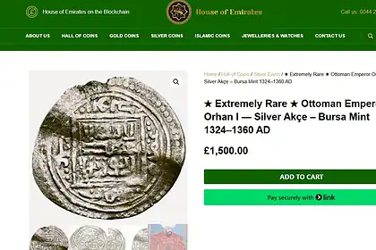 Orhan Gazi'nin Bursa Akçesi Londra'da 1500 Sterline Satışa Çıktı