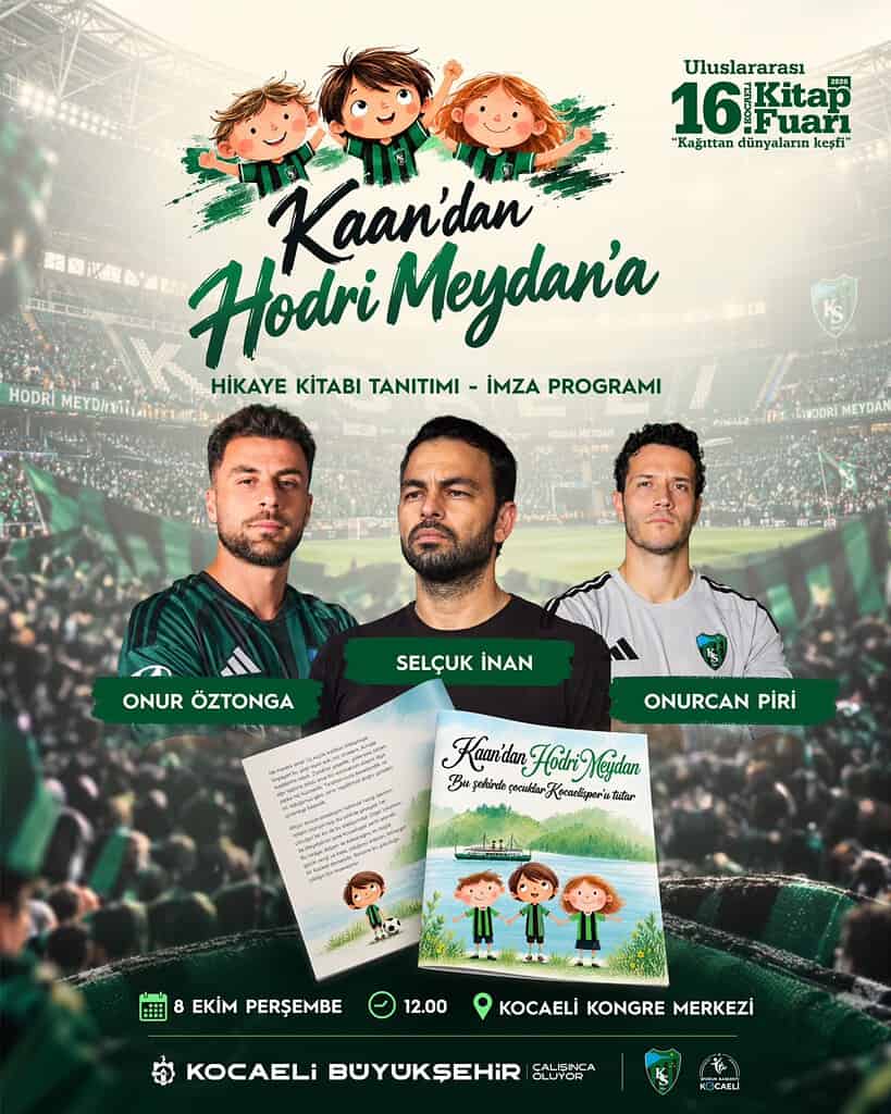 Kocaelispor'un "Kaan'dan Hodri Meydan'a" hikâye kitabının tanıtım ve imza programı 8 Ekim'de Kocaeli Kitap Fuarı'nda yapılacak.